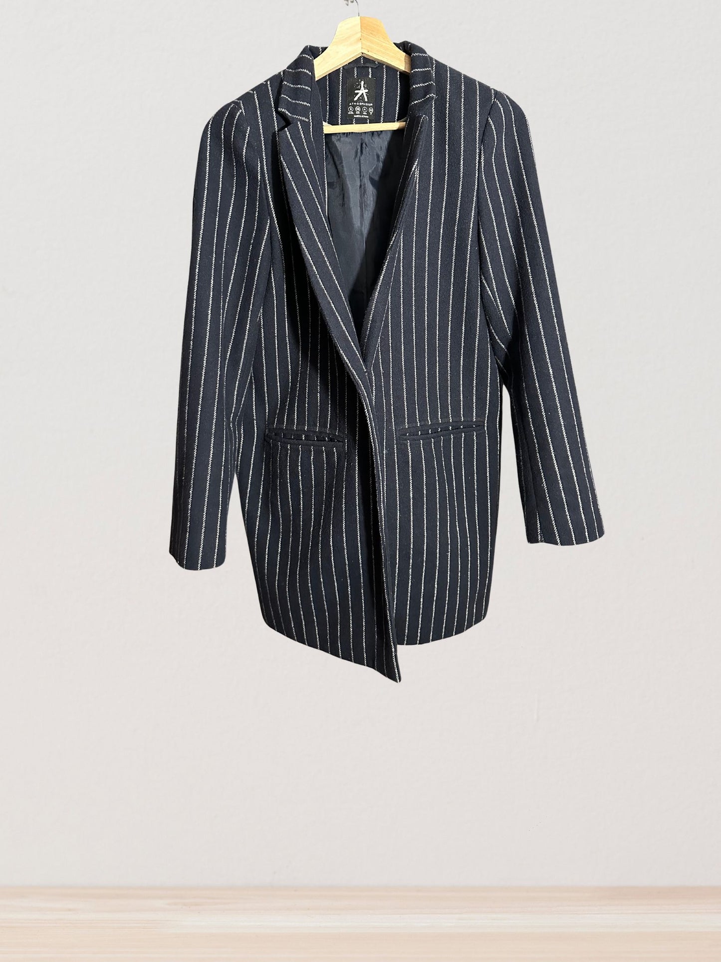 Navy &amp; white striped blazer - used