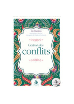 Livre 'Gestion des conflits' sur la psychologie musulmane, couverture colorée à motifs floraux.