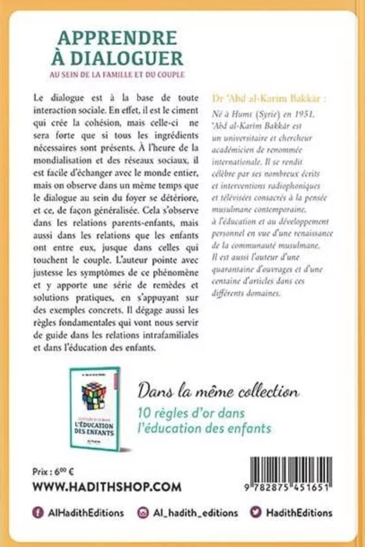Derniere de couverture Apprendre à dialoguer au sein de la famille et du couple