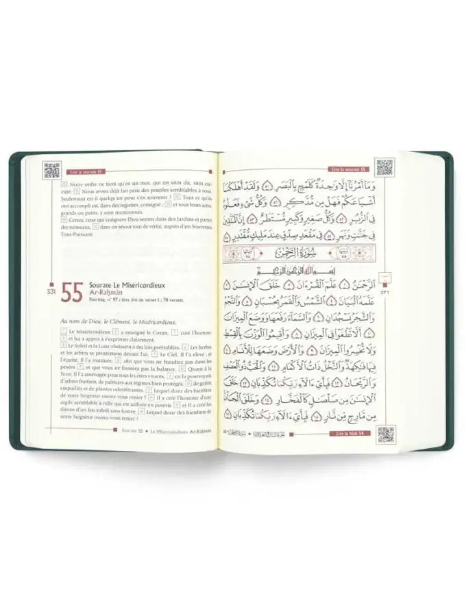 Noble Coran bilingue avec code QR - vert - grand format