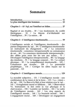 Table des matières d'un livre islamique sur l'intelligence morale et émotionnelle, avec chapitres détaillés.