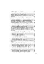 Page de sommaire en français d'un livre islamique listant les histoires de prophètes et versets coraniques.