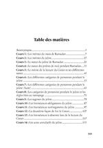Page du livre montrant la table des matières sur le Ramadan, le jeûne et le Coran.