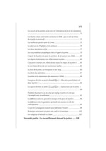 Page d’index d’un livre islamique en français, sujets sur la prière, adoration et Coran.