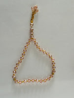 Chapelet musulman tasbih en perles roses scintillantes, 33 billes, séparateurs dorés, cordon tressé doré