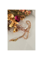 Chapelet musulman tasbih en perles roses scintillantes, 99 billes, cordon doré, fleurs séchées en arrière-plan